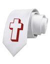 Simple Cross Design Glitter - Red Printed White Necktie by TooLoud