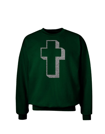 Simple Cross Design Glitter - Silver Adult Dark Sweatshirt by TooLoud-Sweatshirts-TooLoud-Deep-Forest-Green-Small-Davson Sales