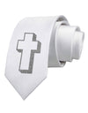 Simple Cross Design Glitter - Silver Printed White Necktie by TooLoud