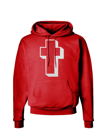 Simple Cross Design Glitter - White Hoodie Sweatshirt by TooLoud-Hoodie-TooLoud-Red-Small-Davson Sales