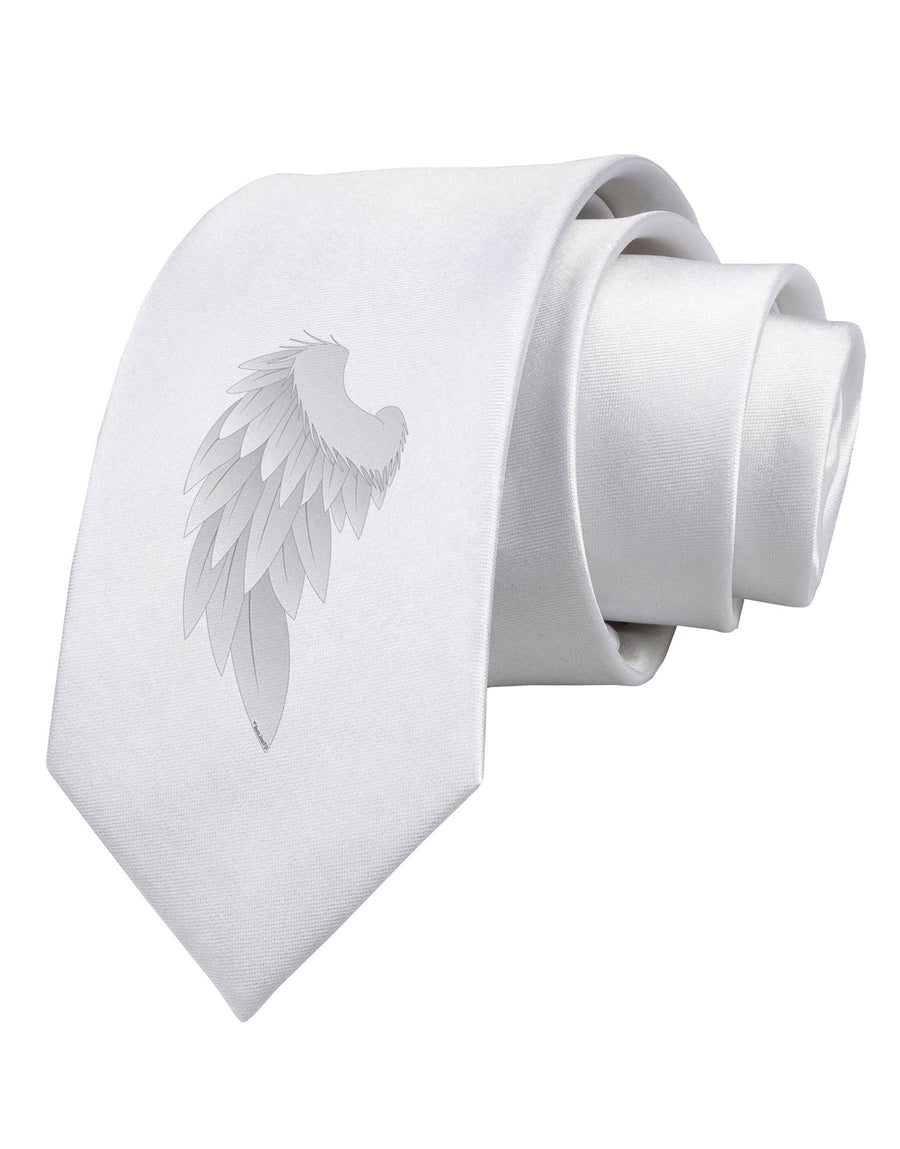 Single Left Angel Wing Design - Couples Printed White Necktie