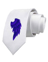 Single Right Dark Angel Wing Design - Couples Printed White Necktie