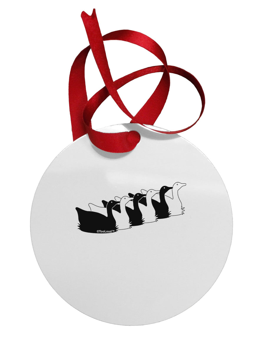 Six Geese A laying Circular Metal Ornament-Ornament-TooLoud-White-Davson Sales