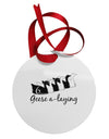 Six Geese A laying Text Circular Metal Ornament-Ornament-TooLoud-White-Davson Sales