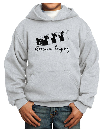 Six Geese A laying Text Youth Hoodie Pullover Sweatshirt-Youth Hoodie-TooLoud-Ash-XS-Davson Sales