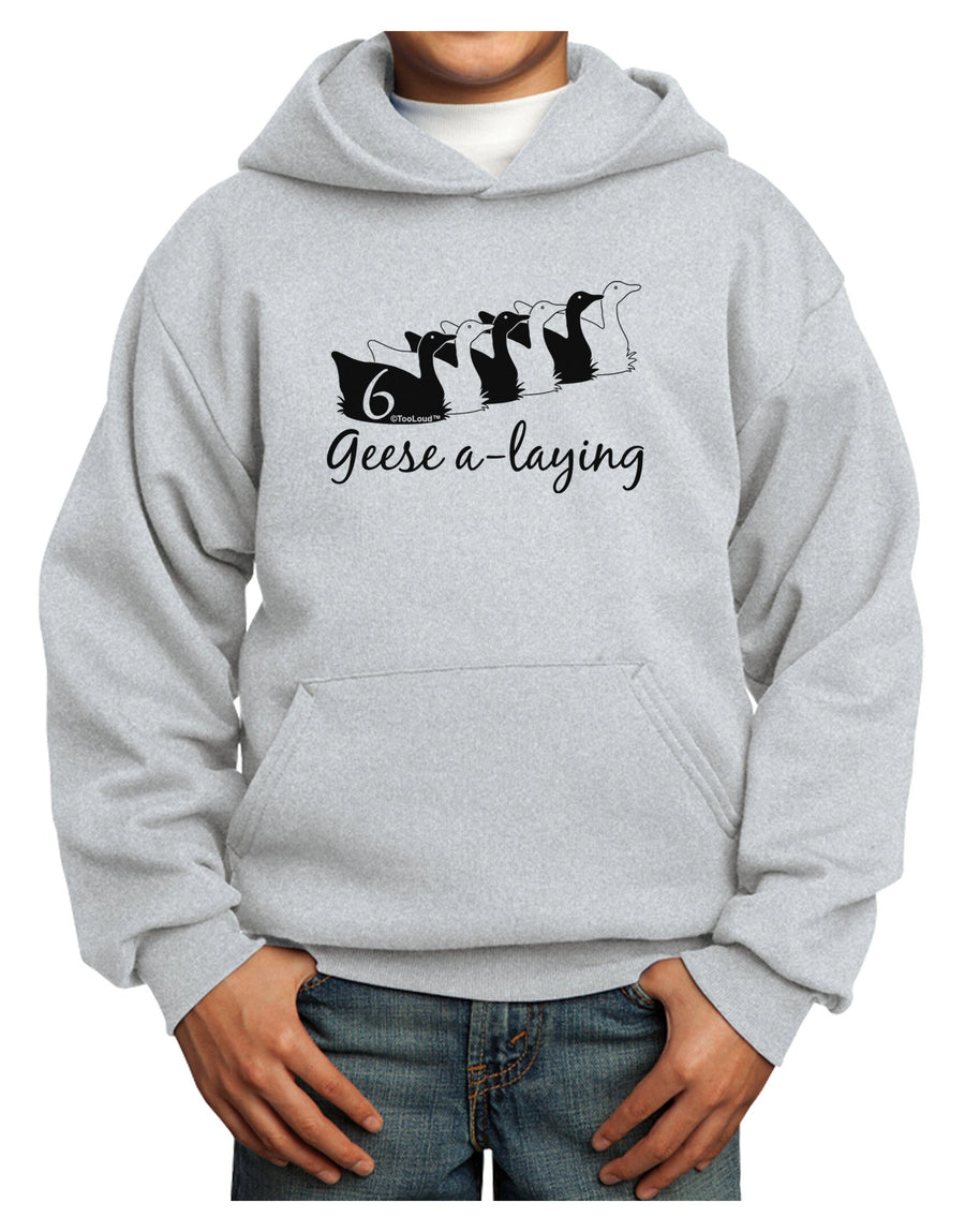 Six Geese A laying Text Youth Hoodie Pullover Sweatshirt-Youth Hoodie-TooLoud-White-XS-Davson Sales