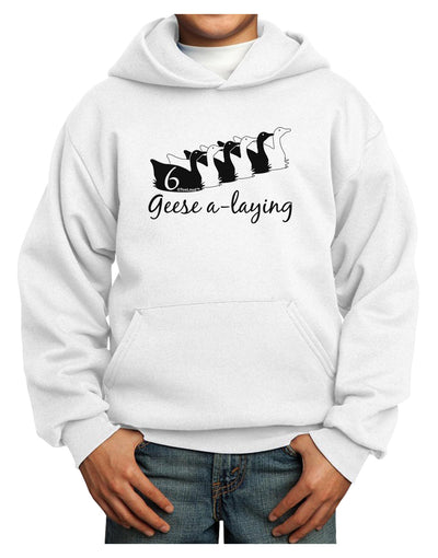 Six Geese A laying Text Youth Hoodie Pullover Sweatshirt-Youth Hoodie-TooLoud-White-XS-Davson Sales