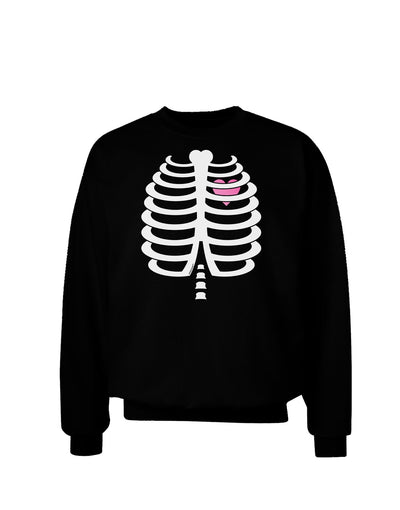 Skeleton Ribcage with Pink Heart Halloween Adult Dark Sweatshirt-Sweatshirts-TooLoud-Black-Small-Davson Sales