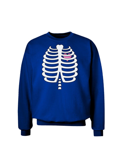 Skeleton Ribcage with Pink Heart Halloween Adult Dark Sweatshirt-Sweatshirts-TooLoud-Deep-Royal-Blue-Small-Davson Sales