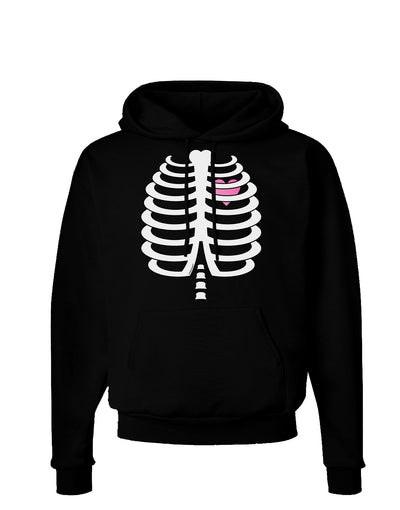 Skeleton Ribcage with Pink Heart Halloween Dark Hoodie Sweatshirt-Hoodie-TooLoud-Black-Small-Davson Sales