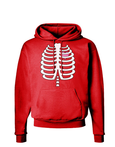 Skeleton Ribcage with Pink Heart Halloween Dark Hoodie Sweatshirt-Hoodie-TooLoud-Red-Small-Davson Sales