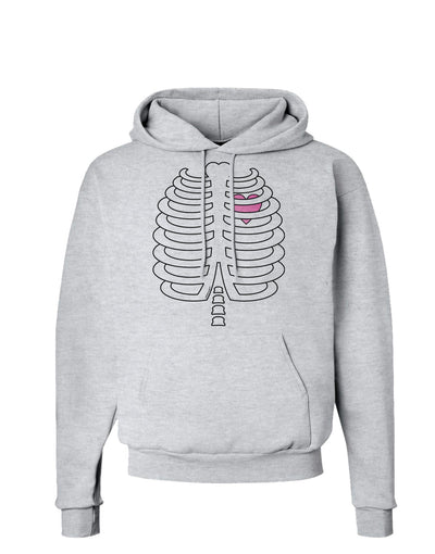 Skeleton Ribcage with Pink Heart Halloween Hoodie Sweatshirt-Hoodie-TooLoud-AshGray-Small-Davson Sales