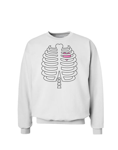 Skeleton Ribcage with Pink Heart Halloween Sweatshirt-Sweatshirts-TooLoud-White-Small-Davson Sales