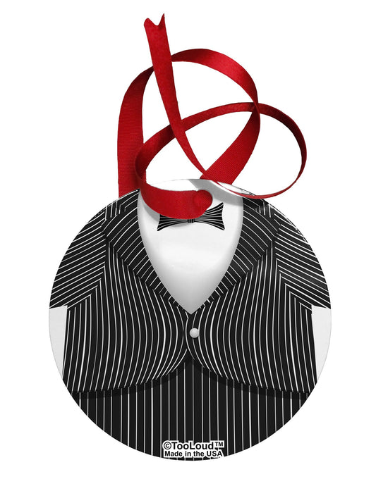 Skeleton Tuxedo Suit Costume Circular Metal Ornament All Over Print-Ornament-TooLoud-White-Davson Sales