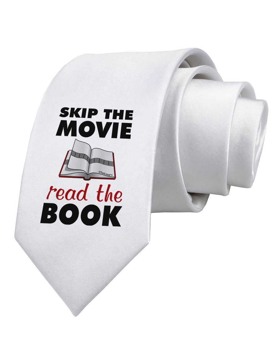 Skip The Movie Read The Book Printed White Necktie