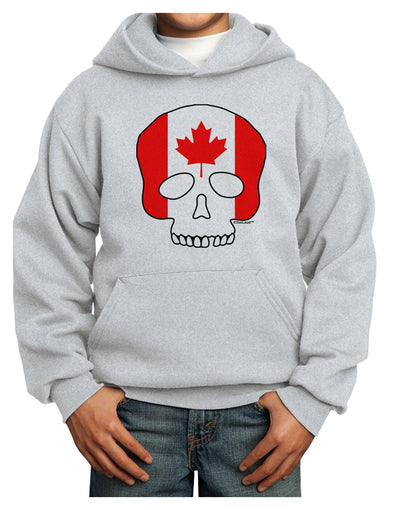 Skull Flag Canada Youth Hoodie Pullover Sweatshirt-Youth Hoodie-TooLoud-Ash-XS-Davson Sales