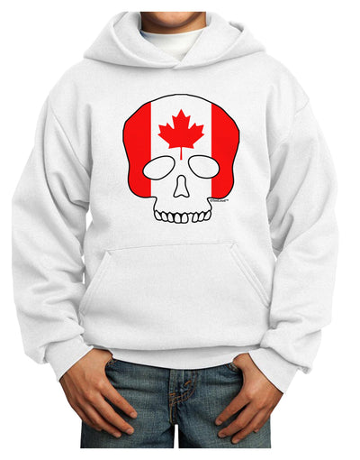 Skull Flag Canada Youth Hoodie Pullover Sweatshirt-Youth Hoodie-TooLoud-White-XS-Davson Sales