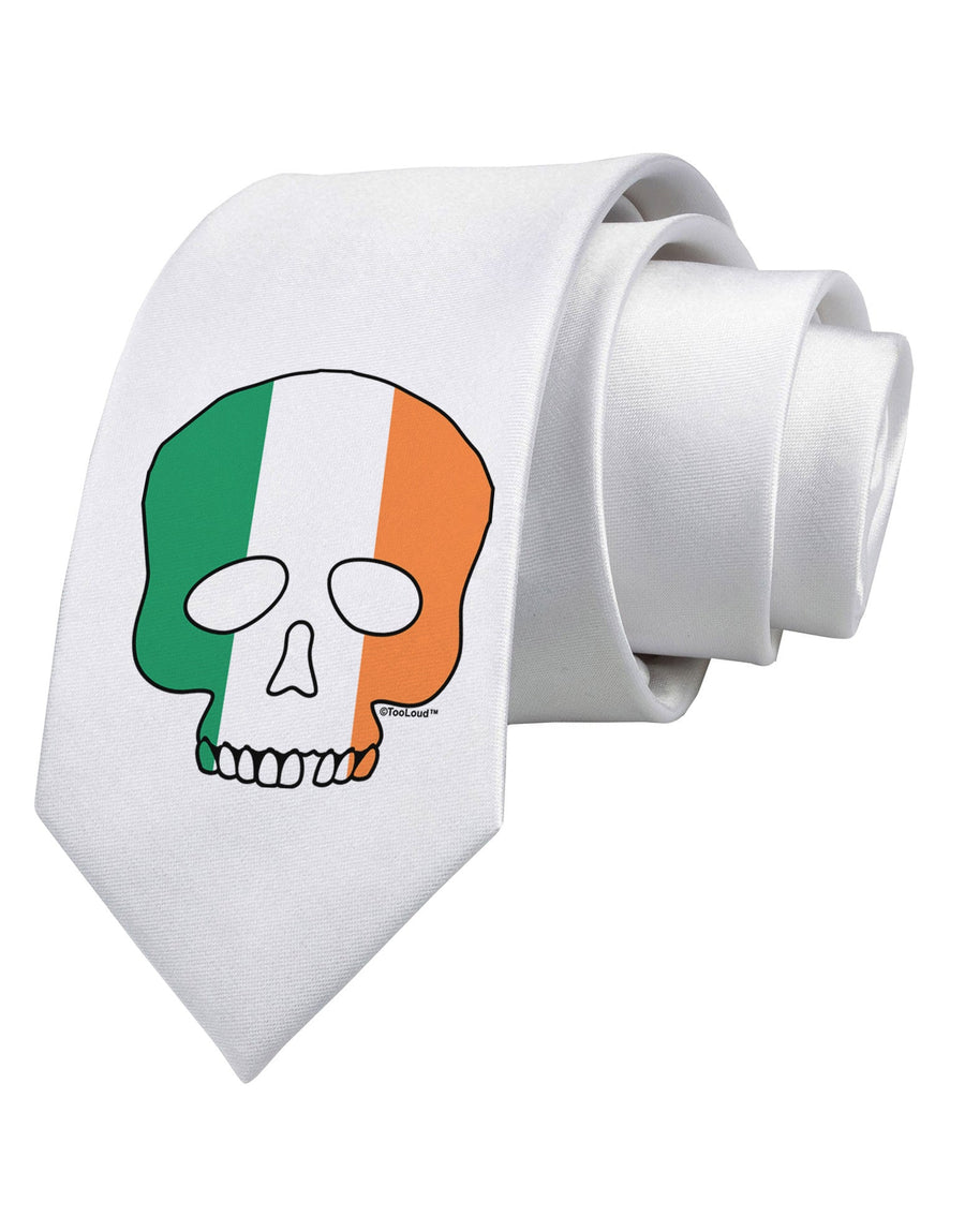 Skull Flag Ireland Printed White Necktie