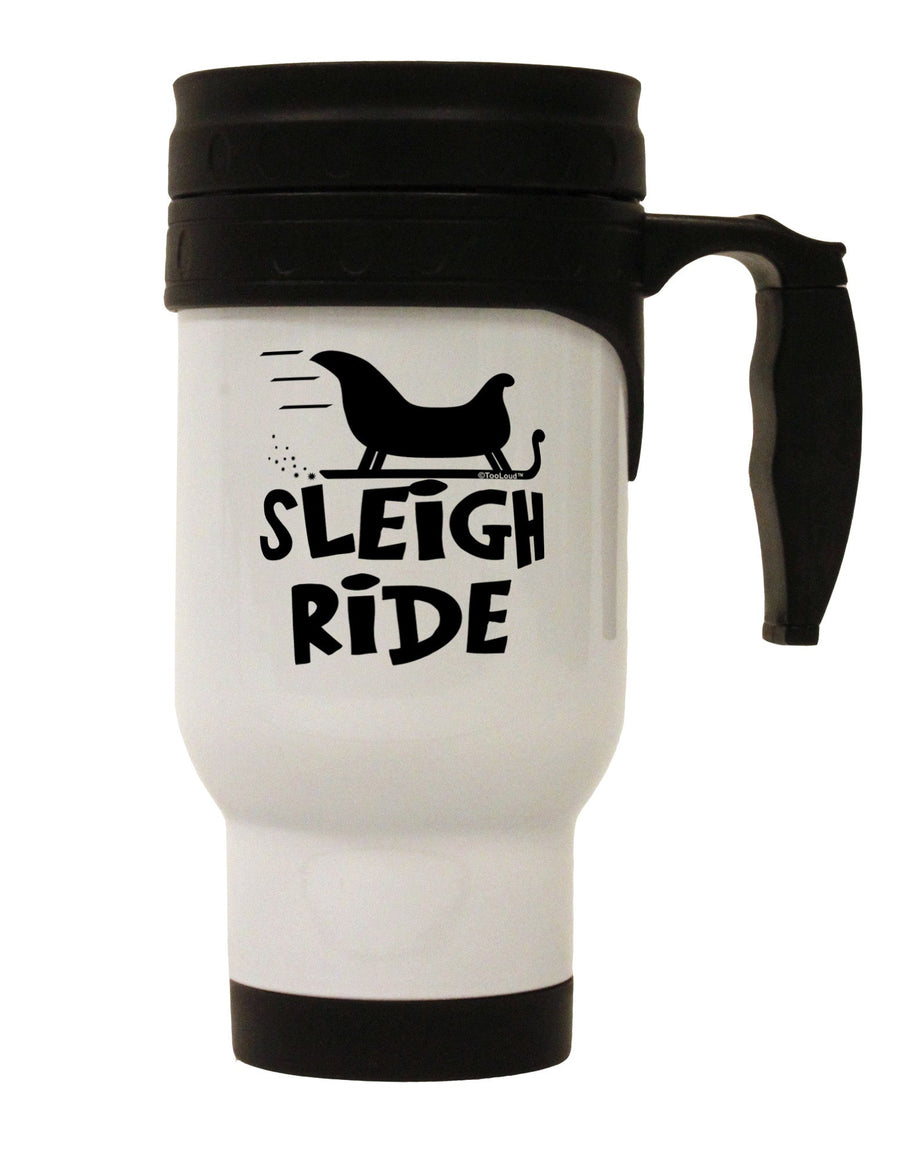 Sleigh Ride BnW Stainless Steel 14oz Travel Mug-Travel Mugs-TooLoud-White-Davson Sales