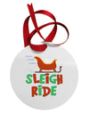 Sleigh Ride Color Circular Metal Ornament-Ornament-TooLoud-White-Davson Sales