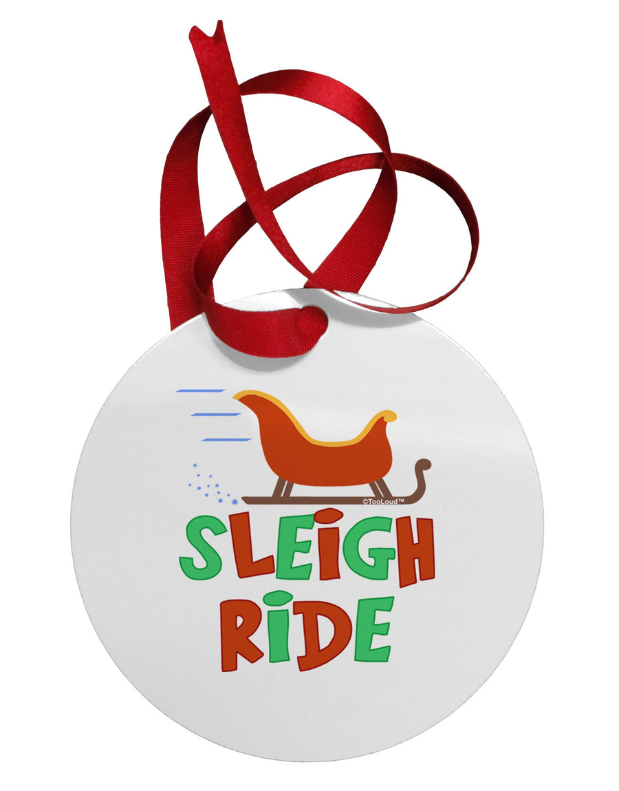 Sleigh Ride Color Circular Metal Ornament-Ornament-TooLoud-White-Davson Sales