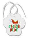 Sleigh Ride Color Paw Print Shaped Ornament-Ornament-TooLoud-White-Davson Sales