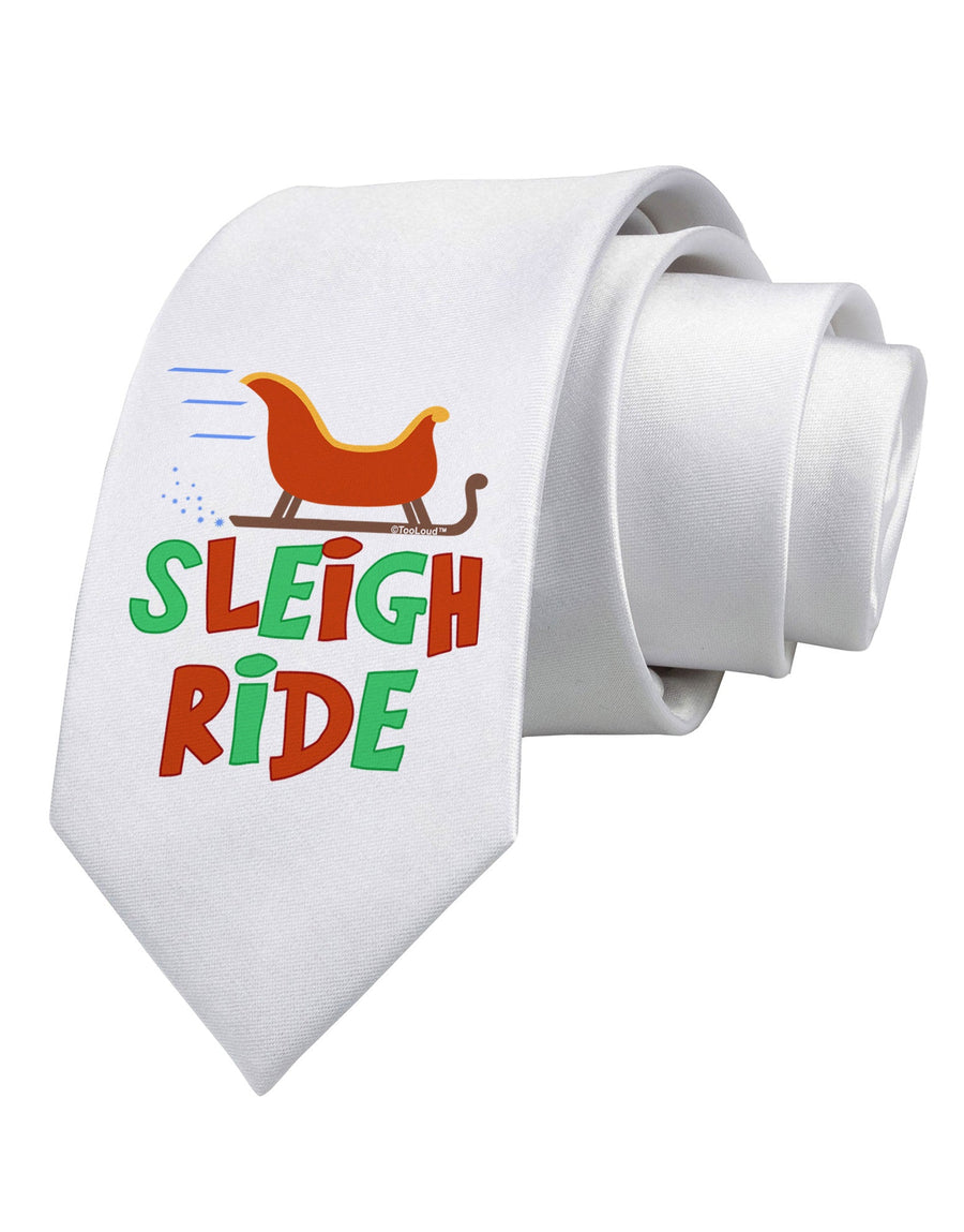 Sleigh Ride Color Printed White Necktie