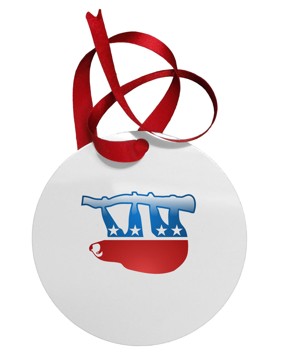 Sloth Political Party Symbol Circular Metal Ornament-Ornament-TooLoud-White-Davson Sales