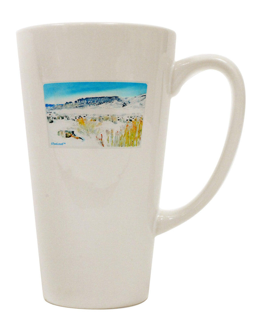 Snow Scene Watercolor Conical Latte Coffee Mug - Expertly Crafted Drinkware-Conical Latte Mug-TooLoud-White-Davson Sales