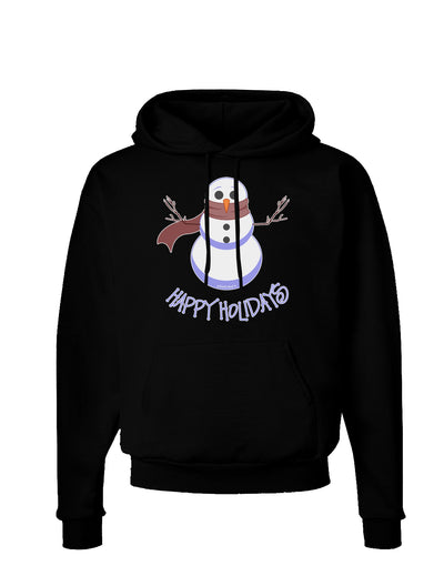 Snowman - Happy Holidays Dark Hoodie Sweatshirt-Hoodie-TooLoud-Black-Small-Davson Sales