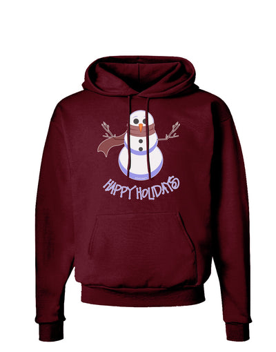 Snowman - Happy Holidays Dark Hoodie Sweatshirt-Hoodie-TooLoud-Maroon-Small-Davson Sales