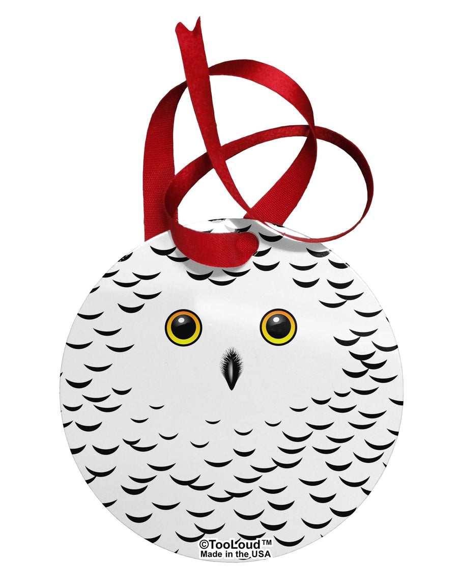 Snowy Owl Cute Animal Face Circular Metal Ornament All Over Print by TooLoud-Ornament-TooLoud-White-Davson Sales