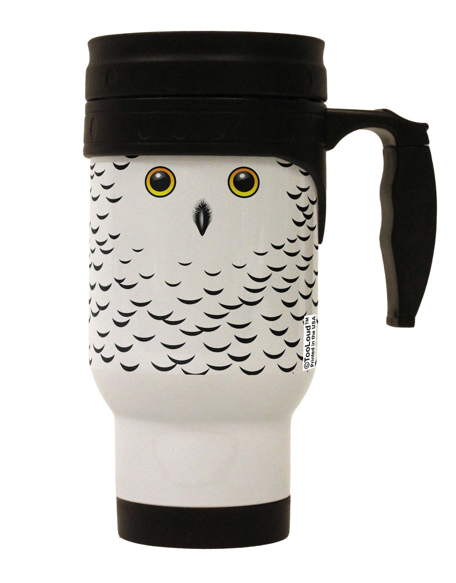 Snowy Owl Cute Animal Face Stainless Steel 14oz Travel Mug All Over Print-Travel Mugs-TooLoud-White-Davson Sales