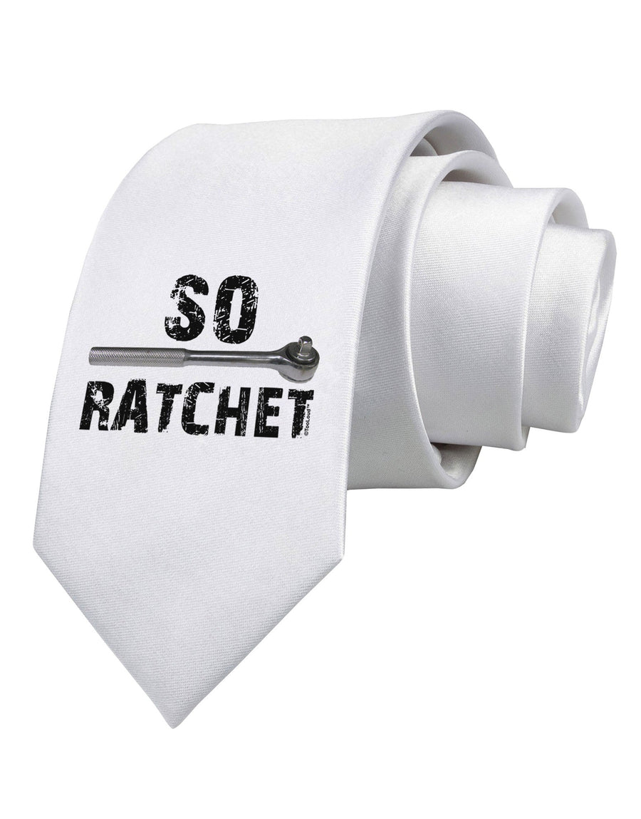 So Ratchet Printed White Necktie