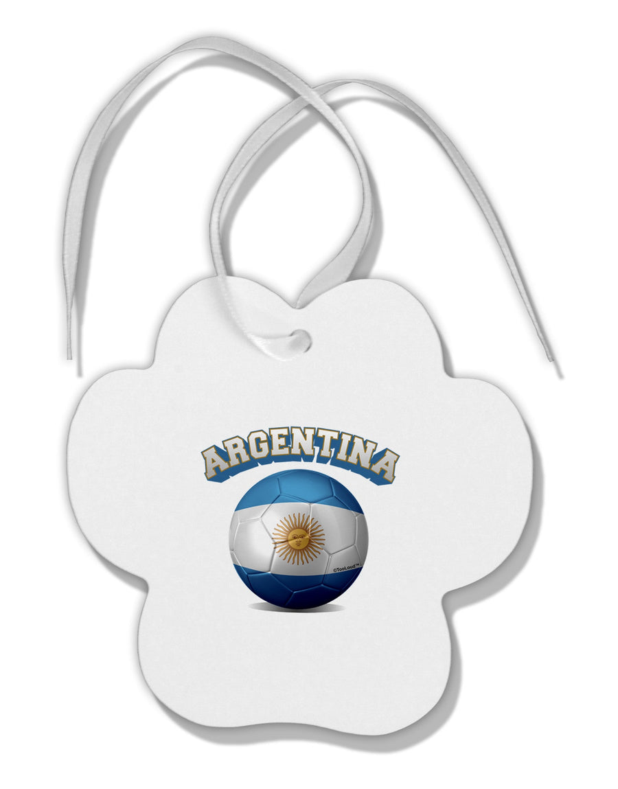 Soccer Ball Flag - Argentina Paw Print Shaped Ornament-Ornament-TooLoud-White-Davson Sales