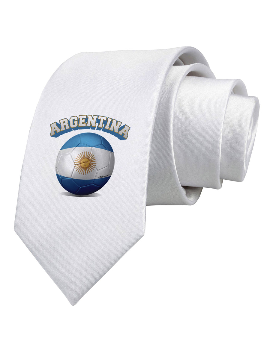 Soccer Ball Flag - Argentina Printed White Necktie