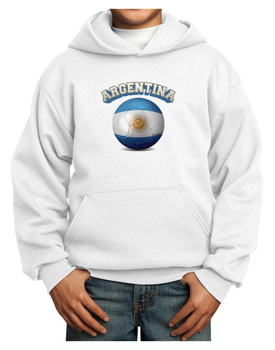 Soccer Ball Flag - Argentina Youth Hoodie Pullover Sweatshirt-Youth Hoodie-TooLoud-White-XS-Davson Sales