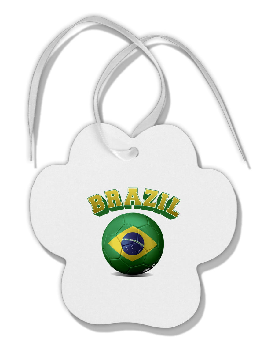 Soccer Ball Flag - Brazil Paw Print Shaped Ornament-Ornament-TooLoud-White-Davson Sales