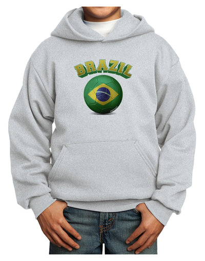 Soccer Ball Flag - Brazil Youth Hoodie Pullover Sweatshirt-Youth Hoodie-TooLoud-Ash-XS-Davson Sales