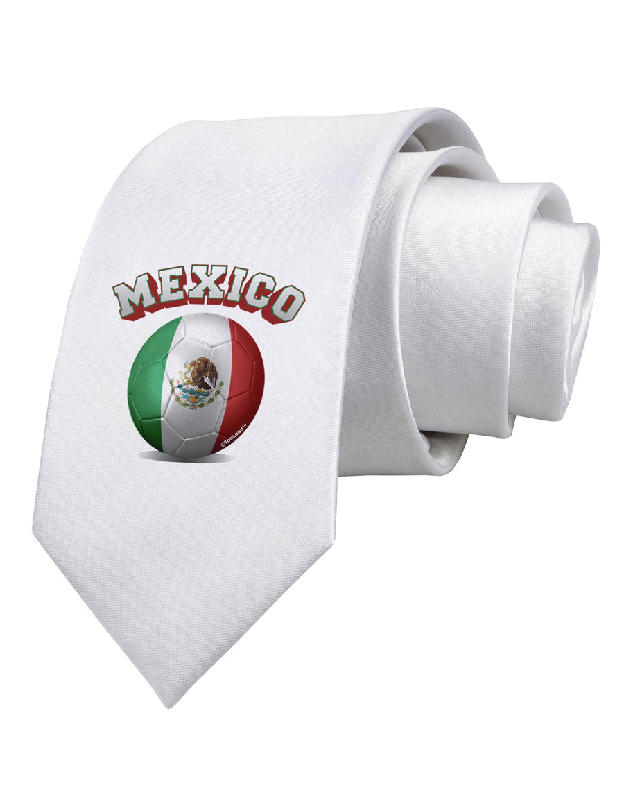 Soccer Ball Flag - Mexico Printed White Necktie