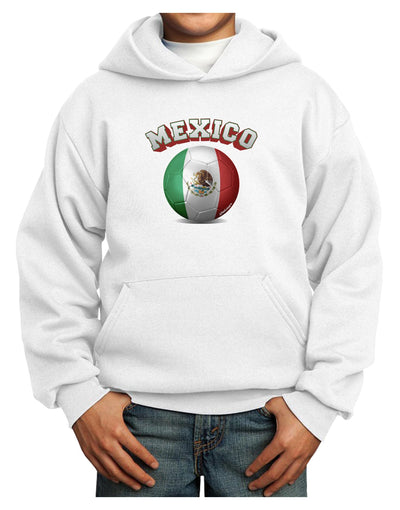 Soccer Ball Flag - Mexico Youth Hoodie Pullover Sweatshirt-Youth Hoodie-TooLoud-White-XS-Davson Sales