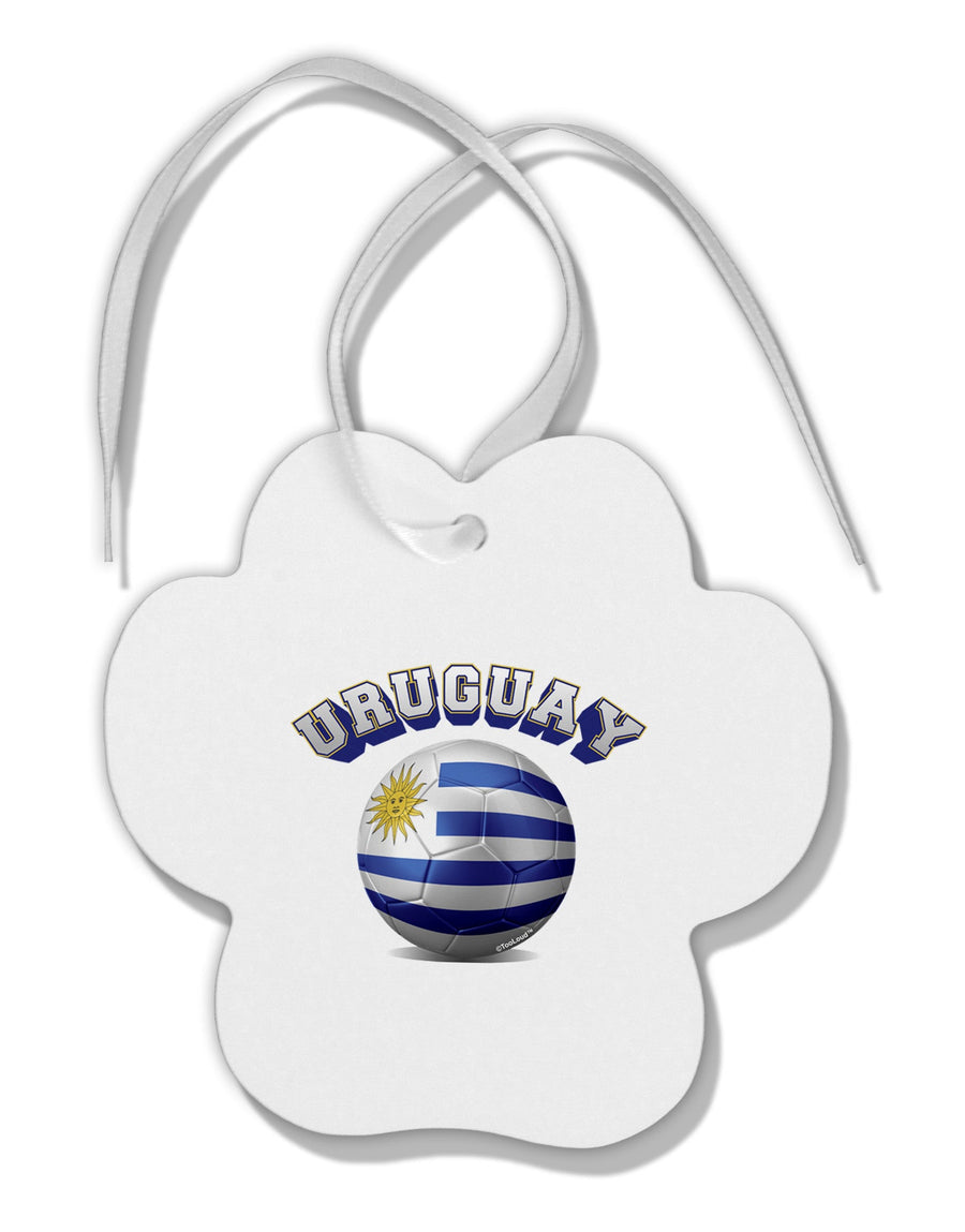 Soccer Ball Flag - Uruguay Paw Print Shaped Ornament-Ornament-TooLoud-White-Davson Sales