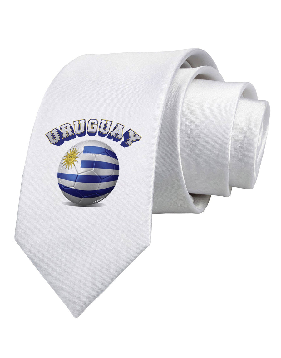 Soccer Ball Flag - Uruguay Printed White Necktie