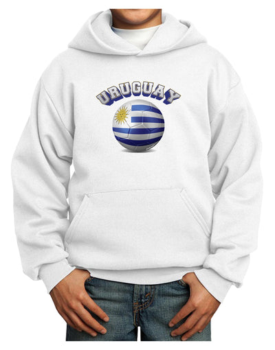 Soccer Ball Flag - Uruguay Youth Hoodie Pullover Sweatshirt-Youth Hoodie-TooLoud-White-XS-Davson Sales