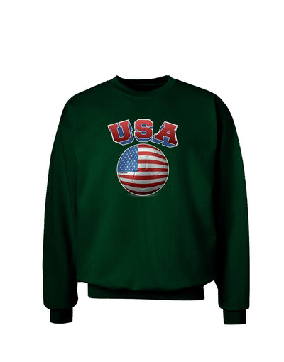 Soccer Ball Flag - USA Adult Dark Sweatshirt-Sweatshirt-TooLoud-Deep-Forest-Green-Small-Davson Sales