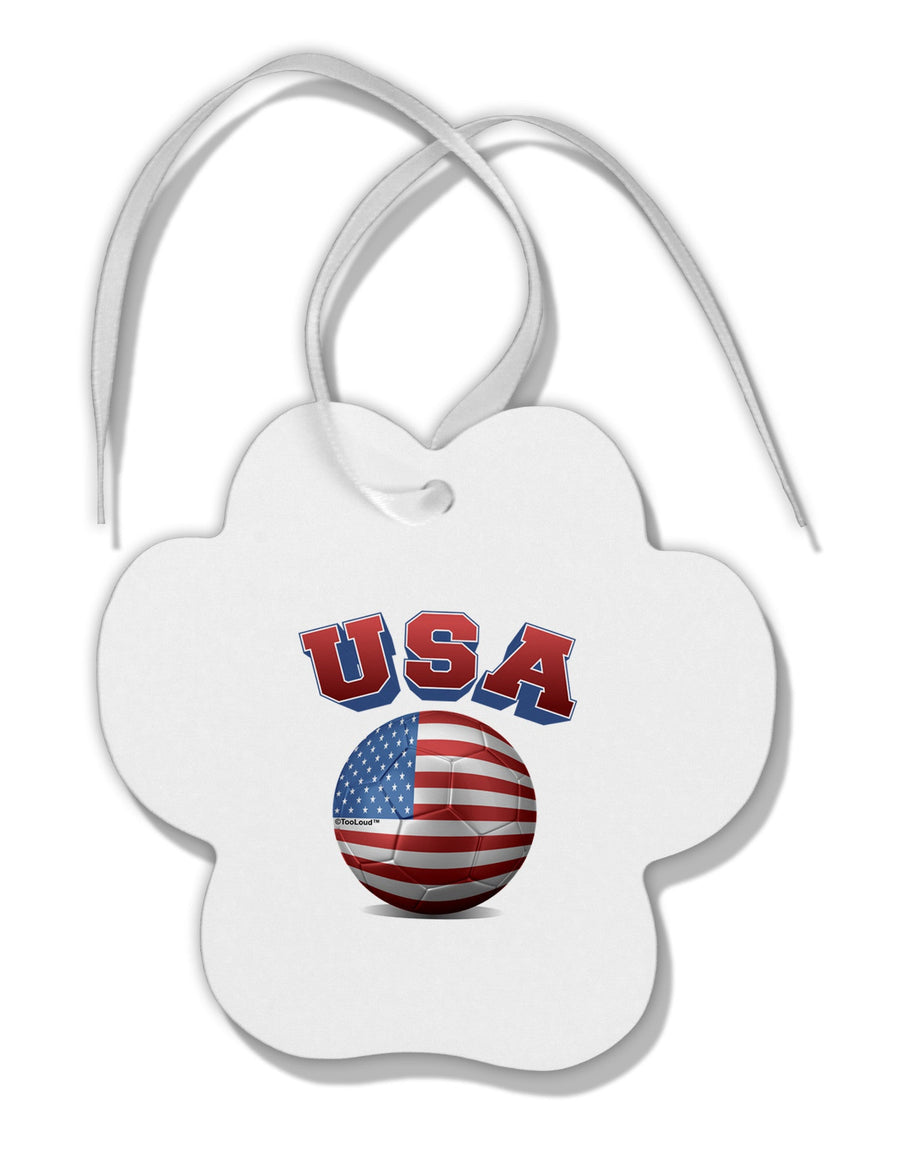 Soccer Ball Flag - USA Paw Print Shaped Ornament-Ornament-TooLoud-White-Davson Sales