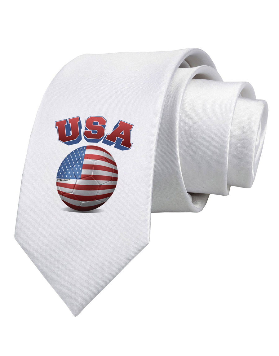 Soccer Ball Flag - USA Printed White Necktie