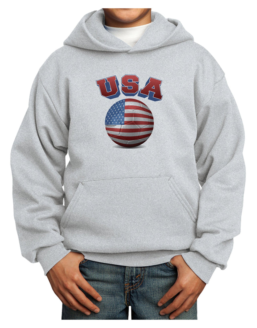 Soccer Ball Flag - USA Youth Hoodie Pullover Sweatshirt-Youth Hoodie-TooLoud-White-XS-Davson Sales