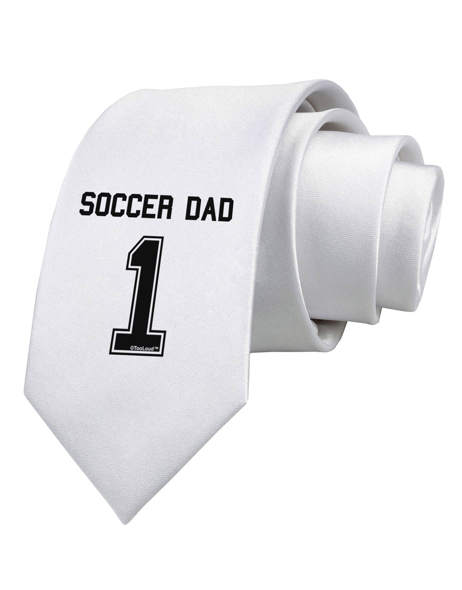 Soccer Dad Jersey Printed White Necktie by TooLoud