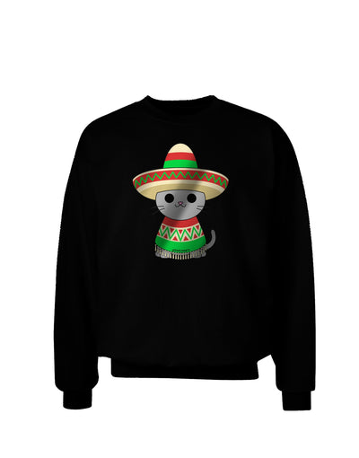 Sombrero and Poncho Cat - Metallic Adult Dark Sweatshirt by TooLoud-Sweatshirts-TooLoud-Black-Small-Davson Sales